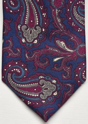 Corbata MARSHALL FIELDS New Tradition’s para hombre 100 % seda PAISLEY azul/borgoña Foto 1 de 4