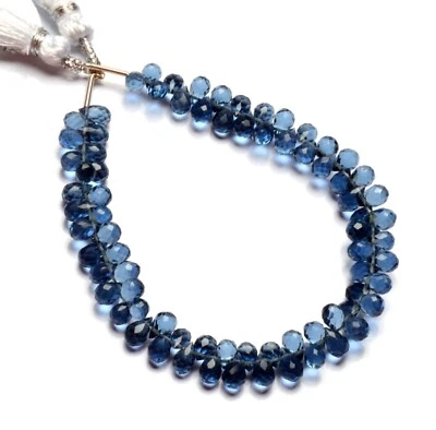 London Topaz Color Quartz 6x4 mm Size Faceted Teardrop Briolette Beads 6.5" - Image 1 of 4