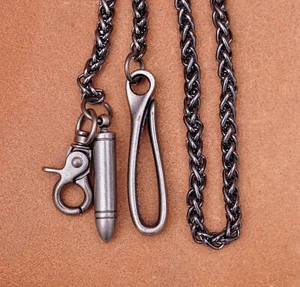 Portachiavi ritorto proiettile motociclista camionista resistente 30" portachiavi jeans portafoglio catena - Foto 1 di 6