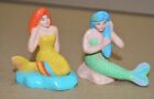 2 Vintage 1991 Soma Merry Mermaid Island Mini Figures Posing Orange & Blue Hair