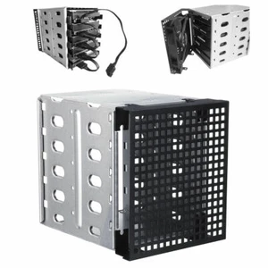 5.25'' Cage Rack Hard Drive Tray Caddy Bay to 5x 3.5'' SATA SAS HDD Expansion - Picture 1 of 8