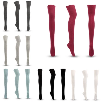 Warm Overknee Strümpfe Damen Strickmuster Lange Kniestrümpfe Socken  1 Paar - Bild 1 von 4
