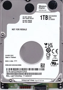 WD10SDRW-11A0XS1 s/n : WX22A6 NOV/ 2022 Thaïlande 1 To USB 3.0 2.5" WESTERN DIGITAL - Photo 1/5