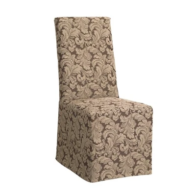 Scroll Dining Chair Slipcover - Long Skirt and Back Ties, Full Length Relaxed... - Image 1 of 4