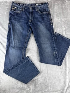 Ariat Jeans Mens 38x38 Blue M4 Relaxed Low Rise Bootcut Med Wash Denim Pants - Picture 1 of 8