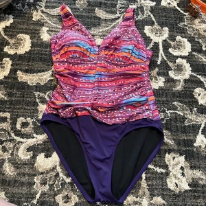 Jantzen Classics Womens Size 16 Pink Purple  One Piece Swimsuit - Picture 1 of 10