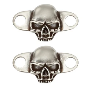 2 Pcs Skull Shoe Lace Charms Antique Silver Shoelace Buckle Detachable Fashio... - Picture 1 of 7