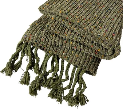 Confetti Chunky Fringe Throw Green Pol Blanket Multicolored 52”x67” -New - Image 1 of 4