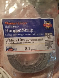 Master Plumber Heavy Duty 24 Gauge Hanger Strap Galvanized Steel 3/4" × 10' P31 - Picture 1 of 2