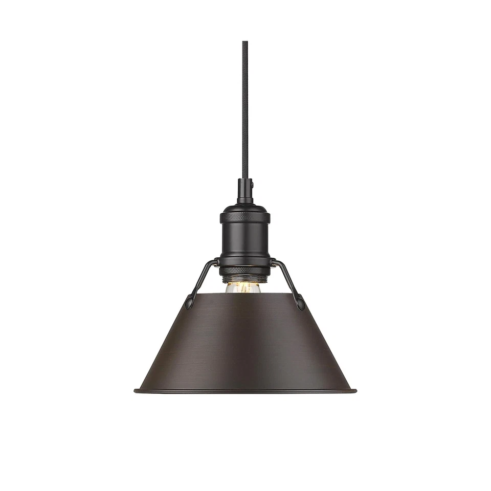 Mini pingente Golden Lighting 3306-S BLK-RBZ Orwell, preto fosco com B esfregado... - Imagem 1 de 3