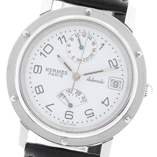 HERMÈS Orologio Uomo Automatico HERMES Clipper CL5.710 GMT Riserva di Carica Quadrante Bianco_894288