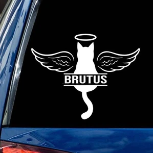Cat Memorial decal Personalized name angel wings halo vinyl bumper sticker car - Picture 1 of 8