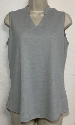 NUEVO CON ETIQUETAS Dama Hagen Camiseta sin mangas Pequeña Gris Cuello en V Elastizada Camisa Atlética Foto 1 de 4