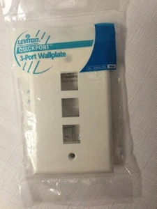 Leviton QuickPort 3-portowa płyta ścienna (NIP) plastikowa biała R04-41080-3W - Zdjęcie 1 z 3