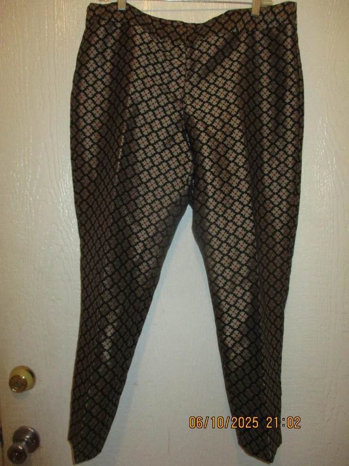 Pantalones de vestir al tobillo TALBOTS Signature 14P platino dorado estampado floral forrados Foto 1 de 1
