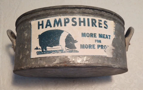 Hampshire Advertizing Small Oval Tub With Original Label Cover