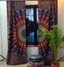 Handmade Blue Peacock Mandala Cotton Curtains - Boho Window Drapes For Living Room, Balcony, And Bedroom | Tab Top, Light Filtering | 2 Panels (82x41 Inches Each)
