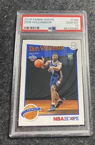 2019-20 Panini NBA Hoops Zion Williamson Rookie Tribute RC #296 PSA 10 GEM MINT - Picture 1 of 2