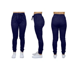 Galaxy by Harvic Navy Blue Mid Rise Slim-Fit Twill Tapered Jogger Pants Size M - Picture 1 of 5