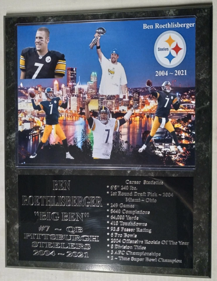 Ben Roethlisberger- Pittsburgh Steelers statistics plaque #2- New Lower Pricing! - Imagem 1 de 1