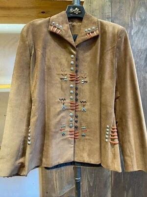 Blazer para mujer Western ajustado de gamuza con cuentas XS Foto 1 de 4