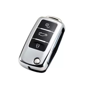 Custodia chiave auto custodia protettiva premium custodia lucida VW Skoda Seat argento - Foto 1 di 3