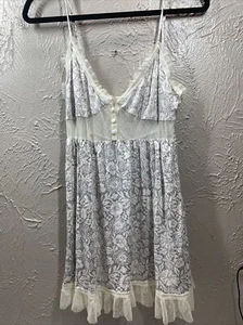 Maidenform Chemise Nightie Babydoll Lace Accents Button Size Tag Missing - Imagen 1 de 5