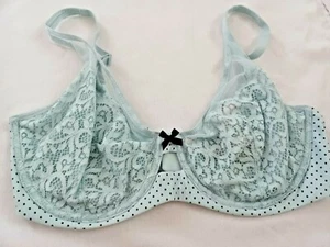 Victoria Secret ungefütterter halber Bügel-BH hellblau schwarz Tupfen 36C NEU - Bild 1 von 4