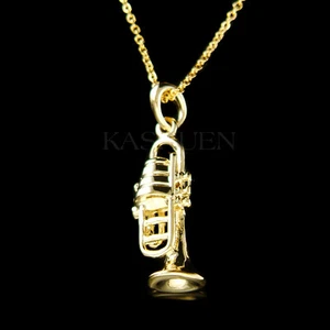3D Bach Rey Latón BB Trompeta Corneta Fliscorno Musical Oro T Collar Joyería - Imagen 1 de 1