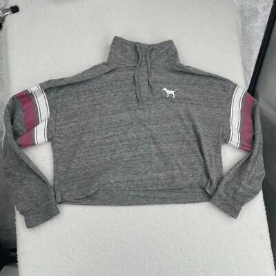 Camisa ROSA Niñas Junior Gris Recortada Manga Larga Talla M Mediana Cordón Rayas Foto 1 de 4