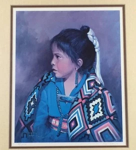 Niña nativa americana estampado artístico original firmado edición limitada #9/250 artista de Arizona - Imagen 1 de 9
