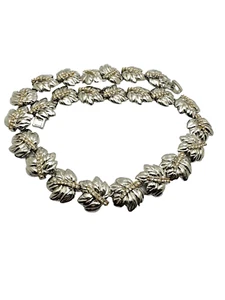collana bigiotteria foglie uva smalto strass catena girocollo tono argento - Foto 1 di 7