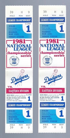 VINTAGE 1981 NLCS MONTREAL EXPOS @ LA DODGERS FULL BASEBALL TICKETS GAME#1 Cover