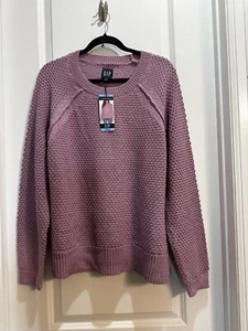 NWT GAP Purple Textured Sweater Crew Neck Large Armpit To Armpit 26” Length27” - Picture 1 of 7