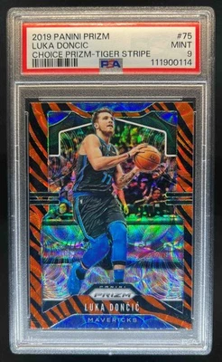 Prizm Luka Doncic SP 2019-20 Prizm Choice Tiger Stripe #75 Mavericks PSA 9 Foto 1 de 2