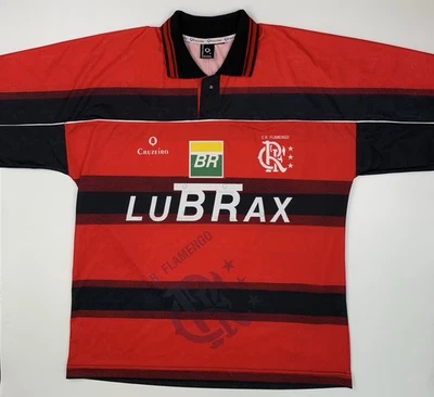 Vintage 90s CR Flamengo Jersey #4 Cruzerio Soccer Football Striped Jersey Large - Image 1 of 4