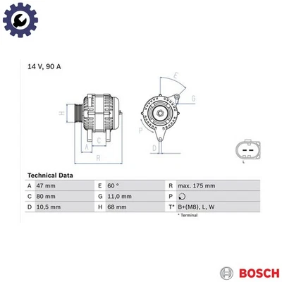 ALTERNATOR 0 986 042 670 FOR RENAULT TRUCKS MASCOTT/Van/Platform/Chassis 2.8L - Image 1 of 4