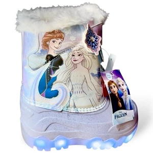 Disney's Frozen Toddler Winter Light Up Boots Silver Youth Size 7 NWT READ FLAW - Picture 1 of 22