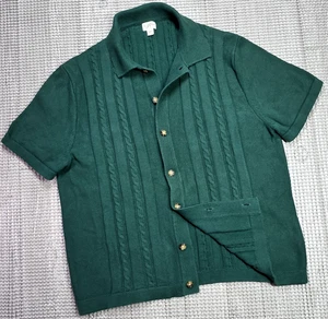Cardigan J Crew cotone maglia cavo manica corta maglione bottoni uomo XL verde - Foto 1 di 14