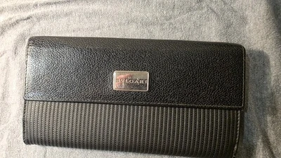 Cartera Larga BVLGARI Vintage Cuero Negro - Multi-Tarjeta - Italia - Foto 1 de 4