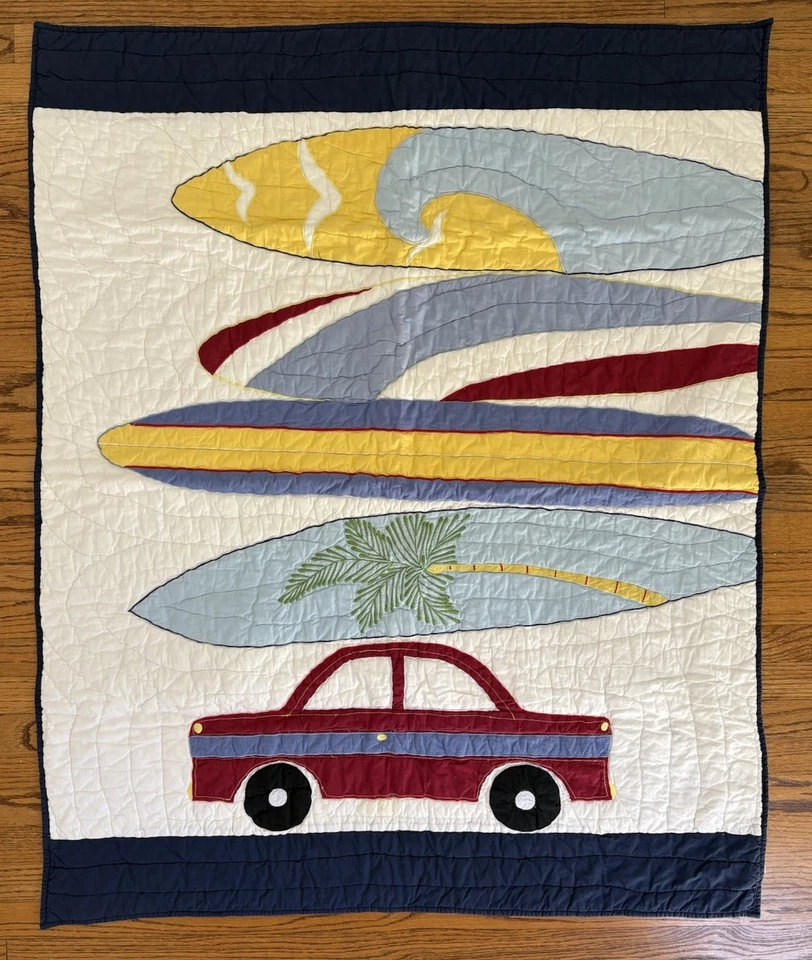 Manta edredón cama bebé surf niño pequeño - tabla de surf tema playa - 48” x 39” ¡Genial! Foto 1 de 4