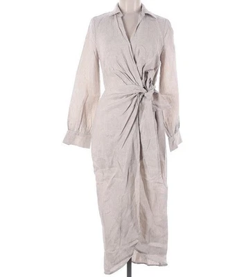 Vestido midi rosa rubor envolvente 100 % lino MAGASCHONI, 6 Foto 1 de 4