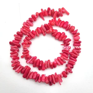 Hot Pink Coral Brick Bamboo Coral Small Branch Chip Beads 15" 5-15mm - Picture 1 of 9