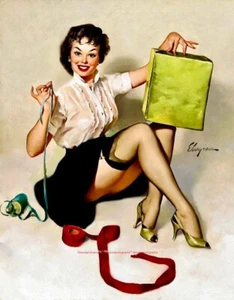 Beautiful Woman Ready to Wrap Presents 8.5x11" Photo Print Gil Elvgren Pinup USA - Picture 1 of 1