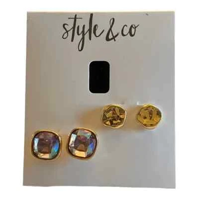 Juego de dos aretes cuadrados de piedra de colores púrpura Style & Co nuevos Foto 1 de 3