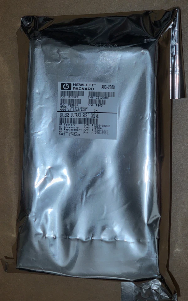 New HP 18.2GB  7.2K P1216A P1216-6000 P1216-63001 69001 3.5" ULTRA3 SCSI 07N5271 - Image 1 of 3