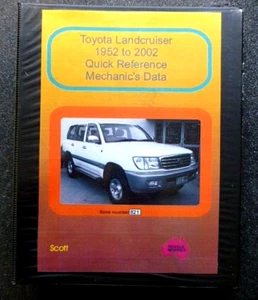 Toyota LANDCRUISER - 1952 to 2002 - Quick REFERENCE MECHANIC'S Data MANUAL -rare - Picture 1 of 17