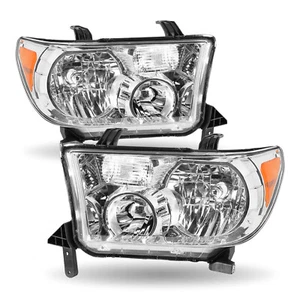 For 2007-2013 Toyota Tundra 2008-2017 Sequoia Chrome Headlights Assembly LH+RH - Picture 1 of 7