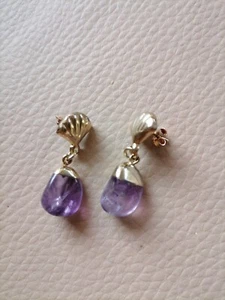 Orecchini vintage ametista lega/oro basso/argento - Foto 1 di 7