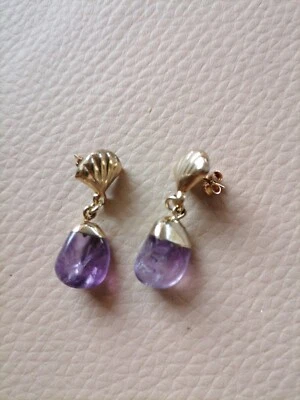 Orecchini vintage ametista lega/oro basso/argento - Immagine 1 di 4